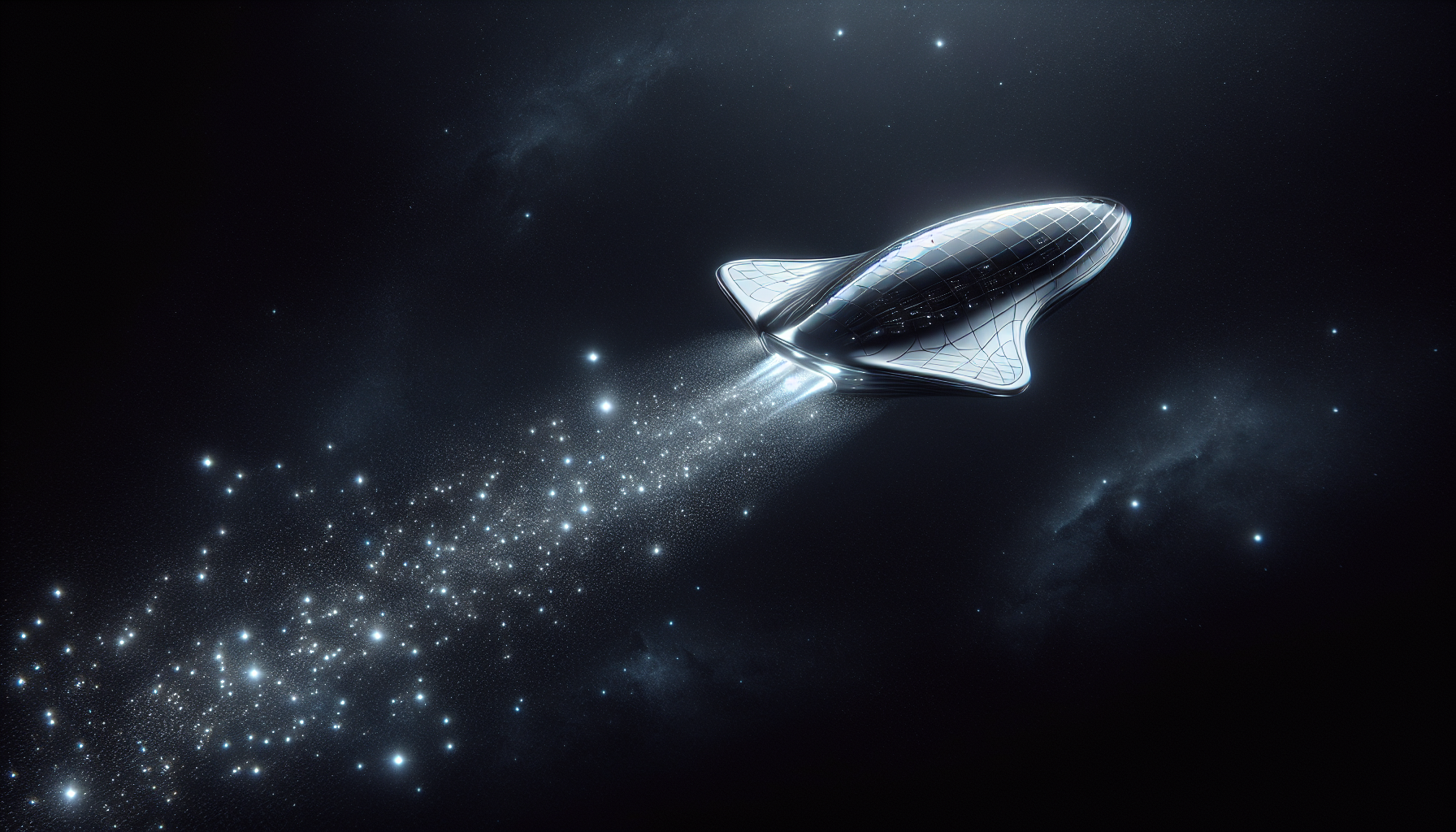 Illustration of a futuristic spaceship traveling through space