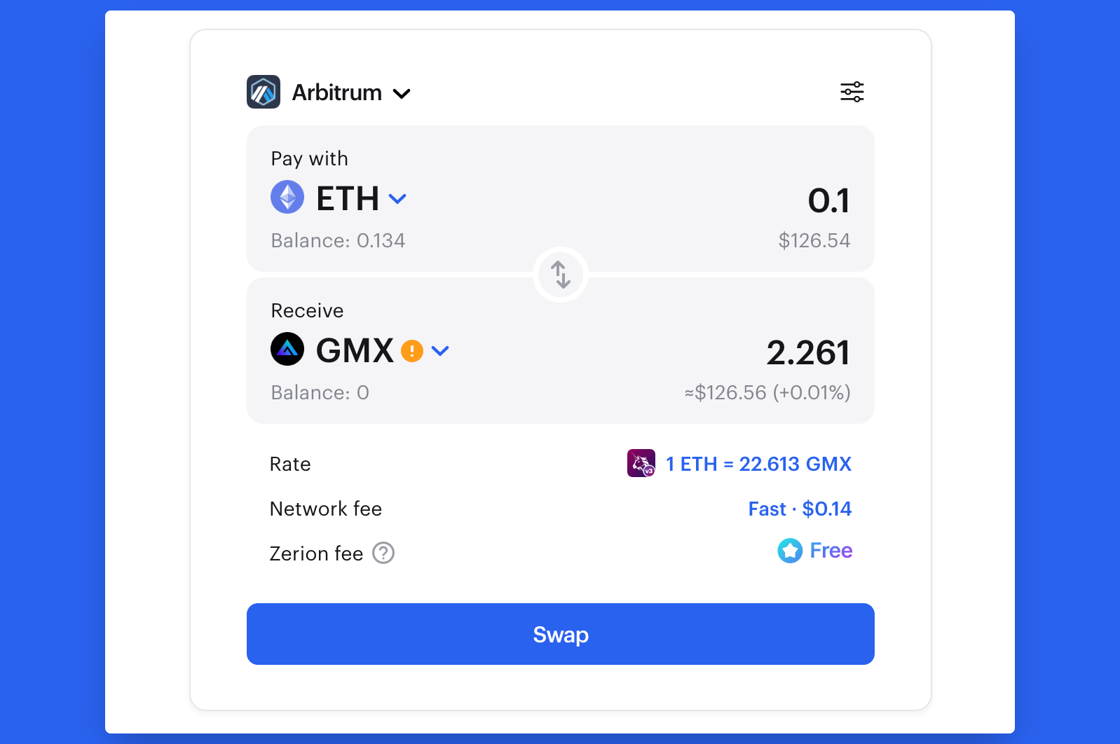 Zerion can find you the best price for GMX