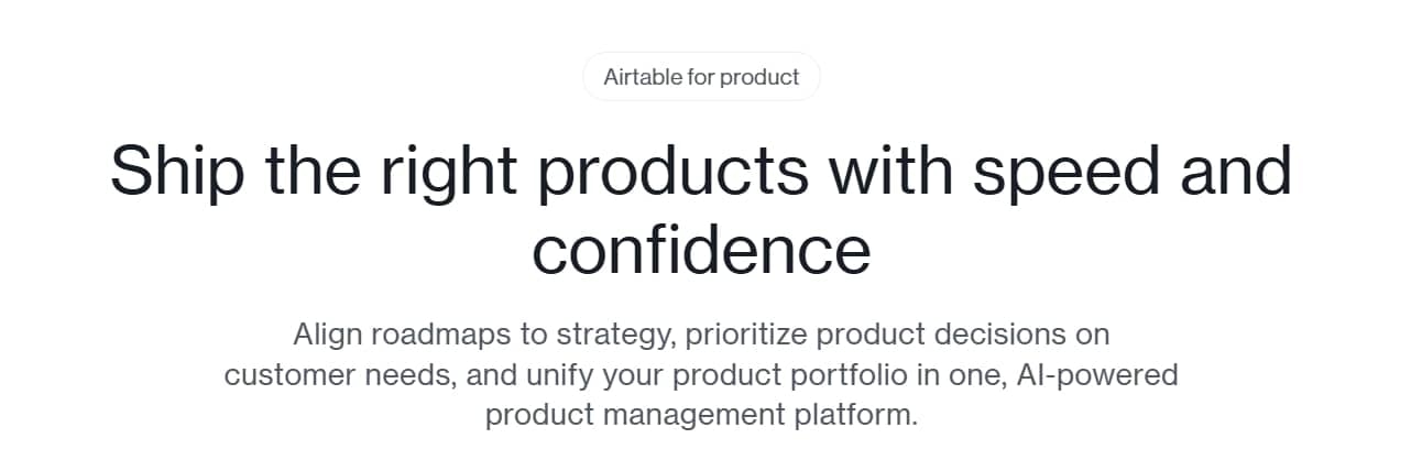 Airtable product landing page