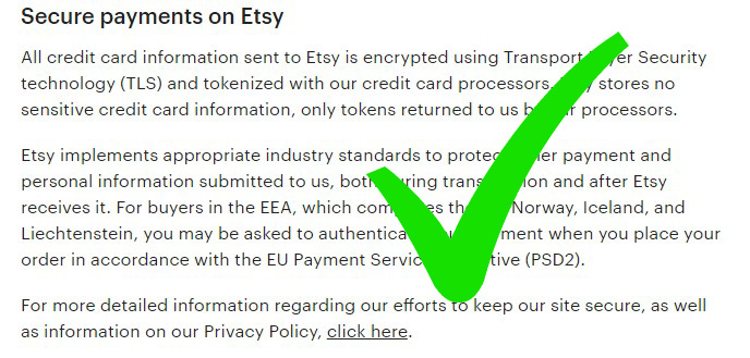 Etsy cards security