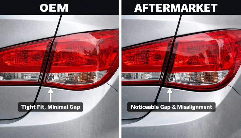 OEM and aftermarket tail lights installation gap