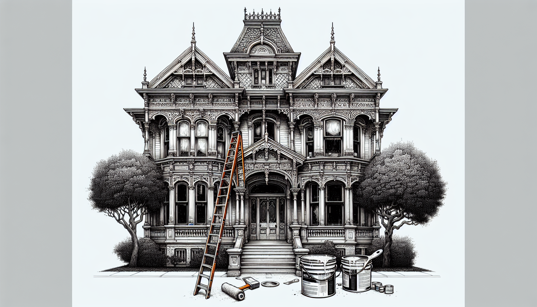 Illustration of a large two-story house