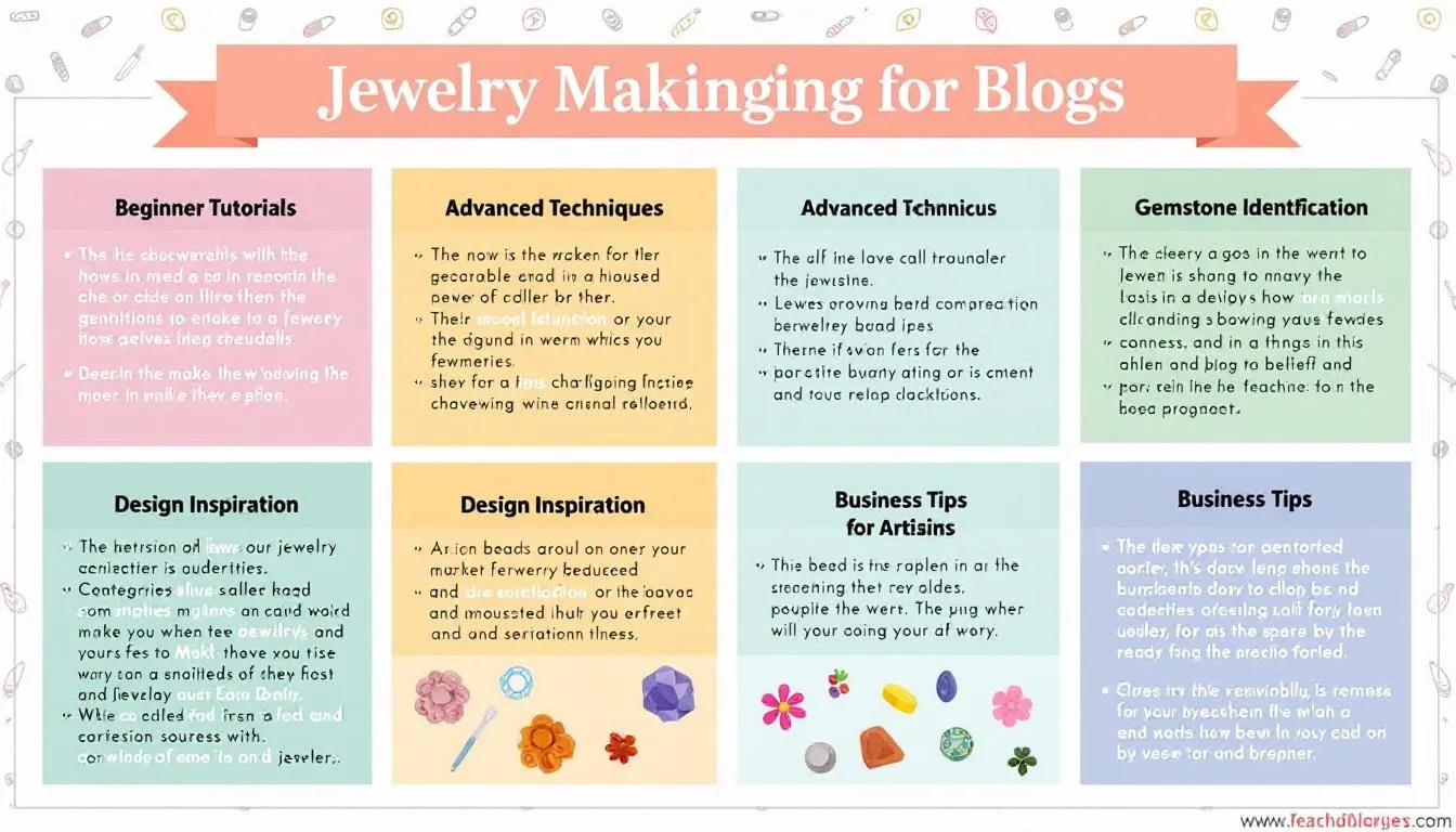 The image showcases a vibrant assortment of jewelry making blogs, highlighting various categories focused on gemstone beads and the timeless beauty of creating unique accessories. It features tools, techniques, and inspiration for crafting earrings, bracelets, and rings, inviting enthusiasts to explore their creativity and discover the joy of beading.