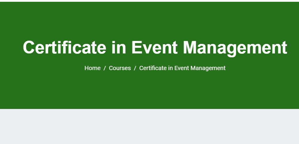 NIHOTOUR certificate in event management page