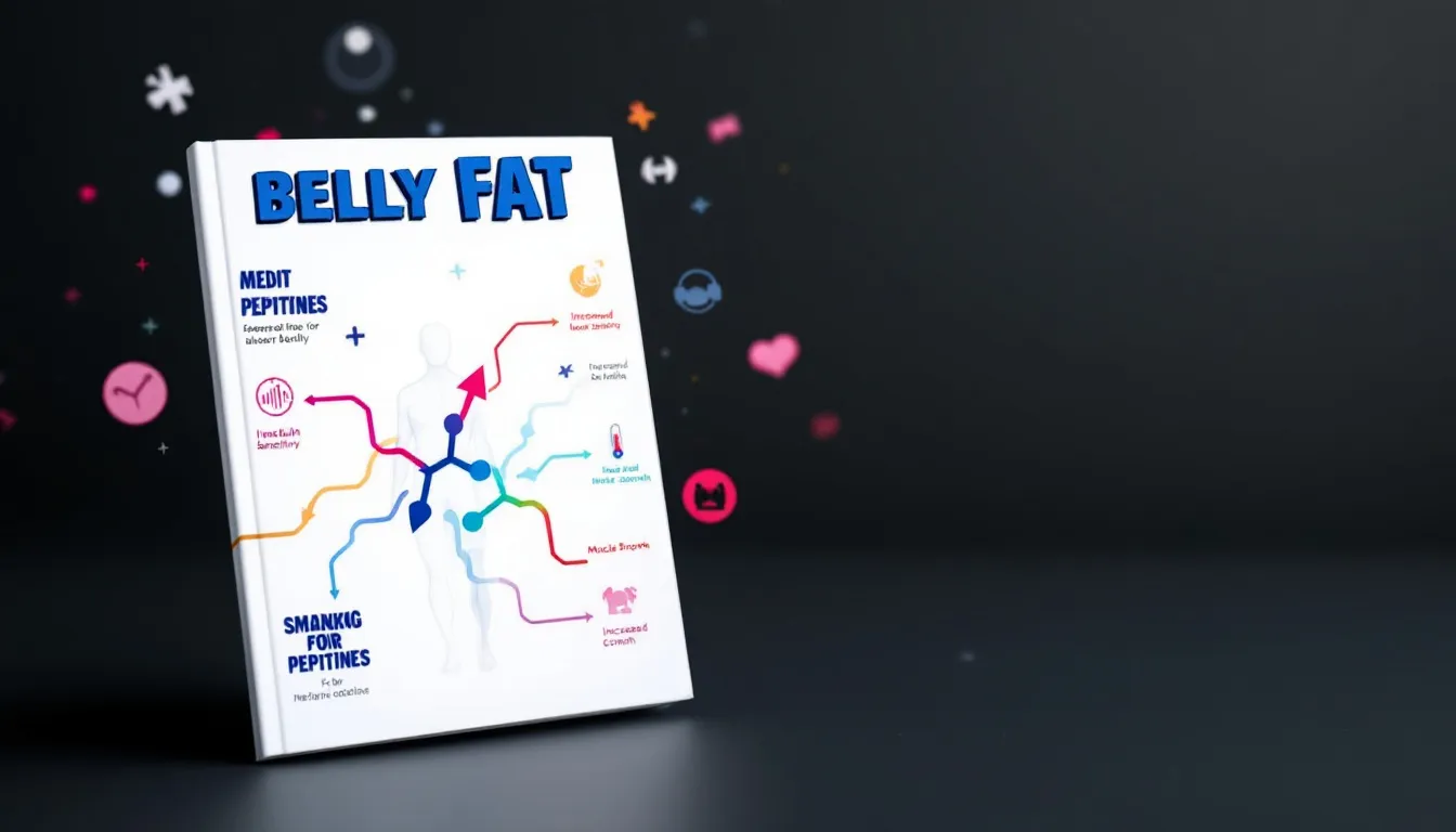 A diagram highlighting the benefits of peptides for belly fat reduction.