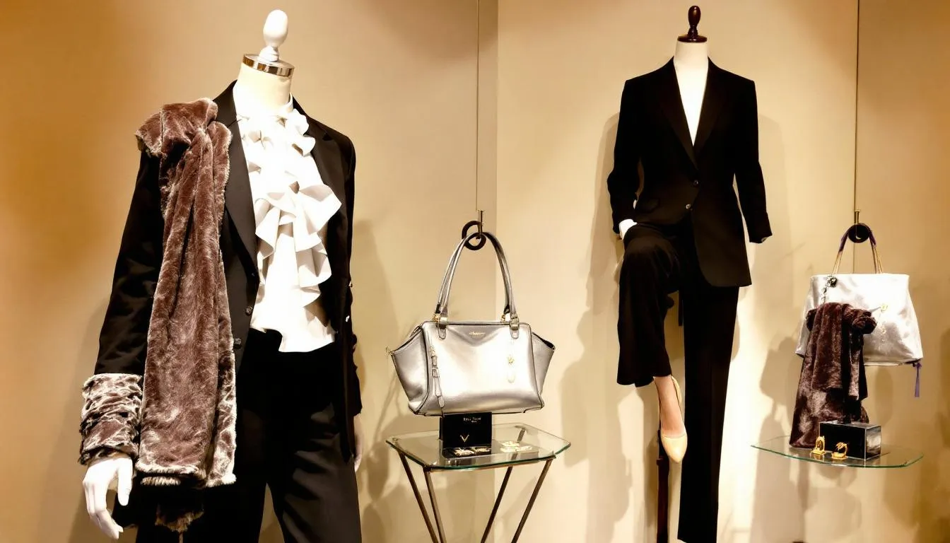 The image showcases an elegant fashion boutique display featuring a variety of stylish clothing items and accessories, creating an inviting atmosphere for customers. This setup highlights the importance of a visually appealing online store for dropshipping businesses, emphasizing quality products and customer shopping experience.