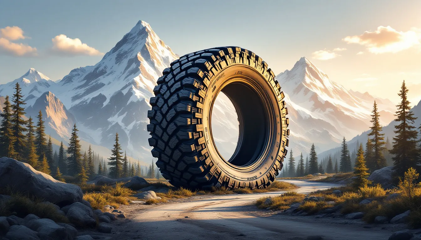 A selection of the best all terrain tires on display.