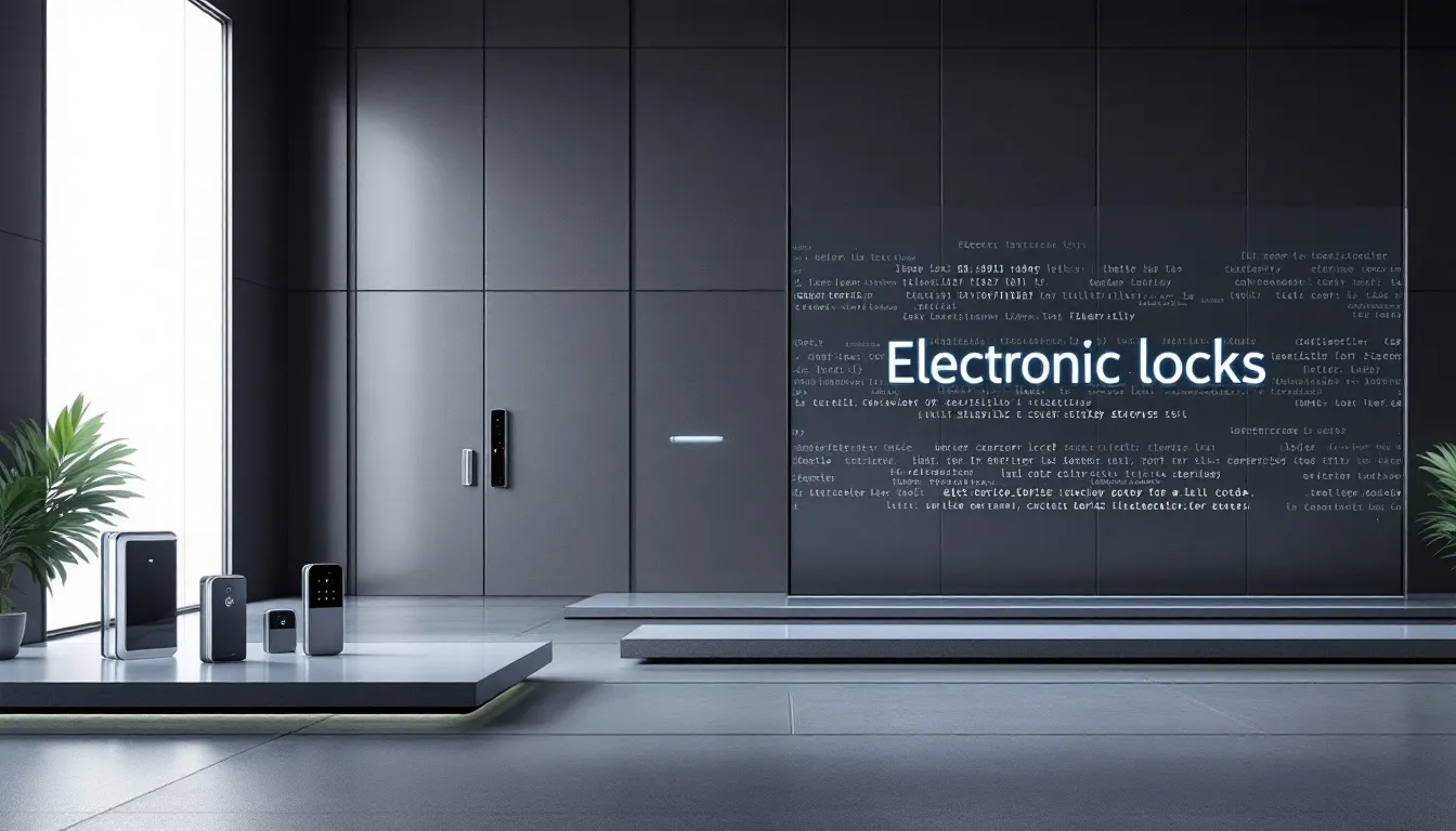 A visual representation of the benefits of electronic locks, featuring various types of locks.