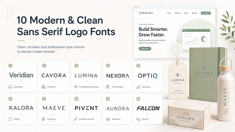 Modern sans serif logo font examples with clean typography styles for professional brands
