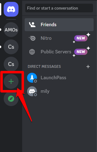 Picture showing how to create a Discord server