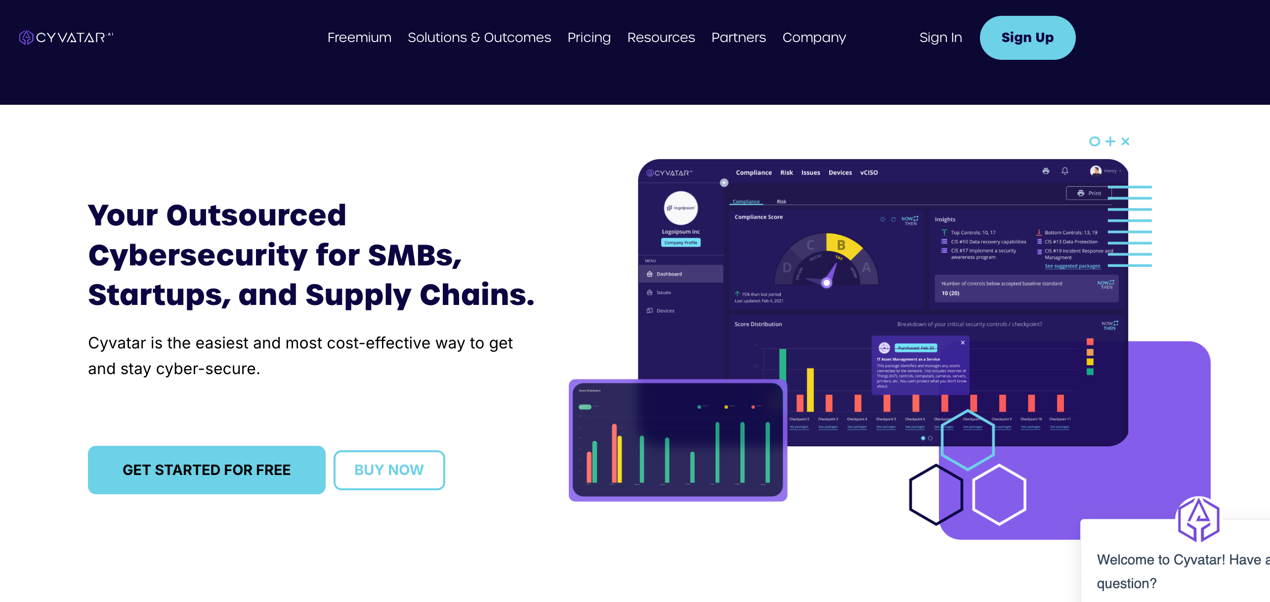 Cyvatar website homepage