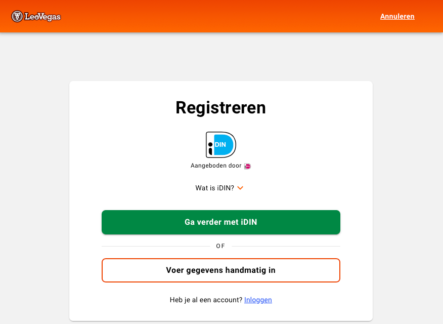 Registreren bij LeoVegas