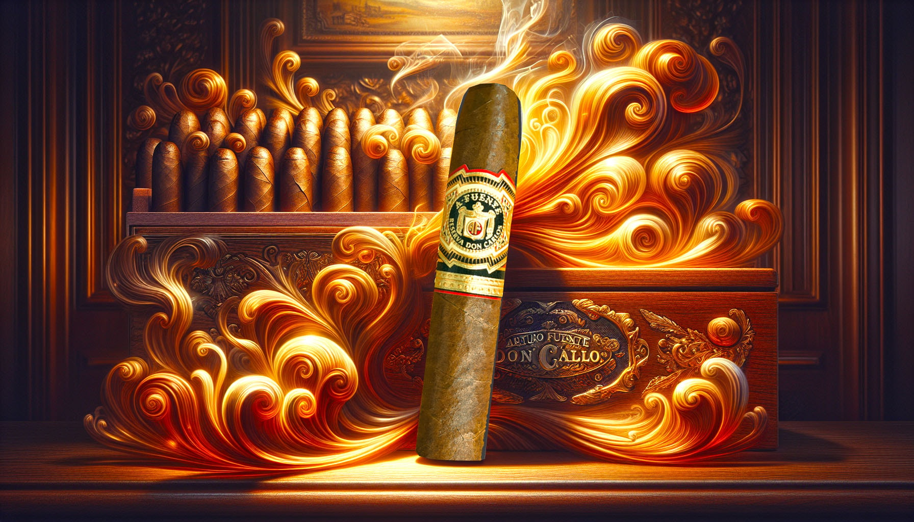 A detailed illustration of the Arturo Fuente Don Carlos Gran Reserva cigar highlighting its rich flavor.