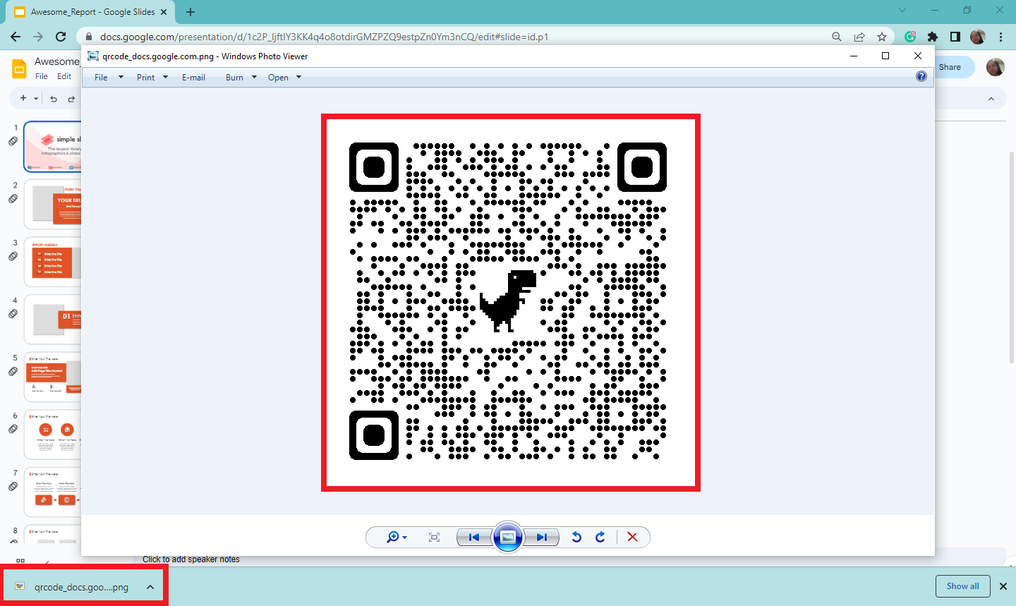 You now have create your QR code for Google Slides