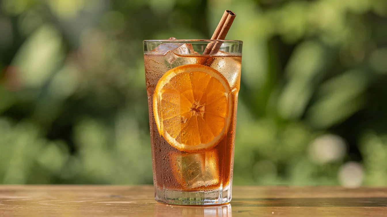 Rooibos Ginger na zimno z pomarańczą, cynamonem i lodem