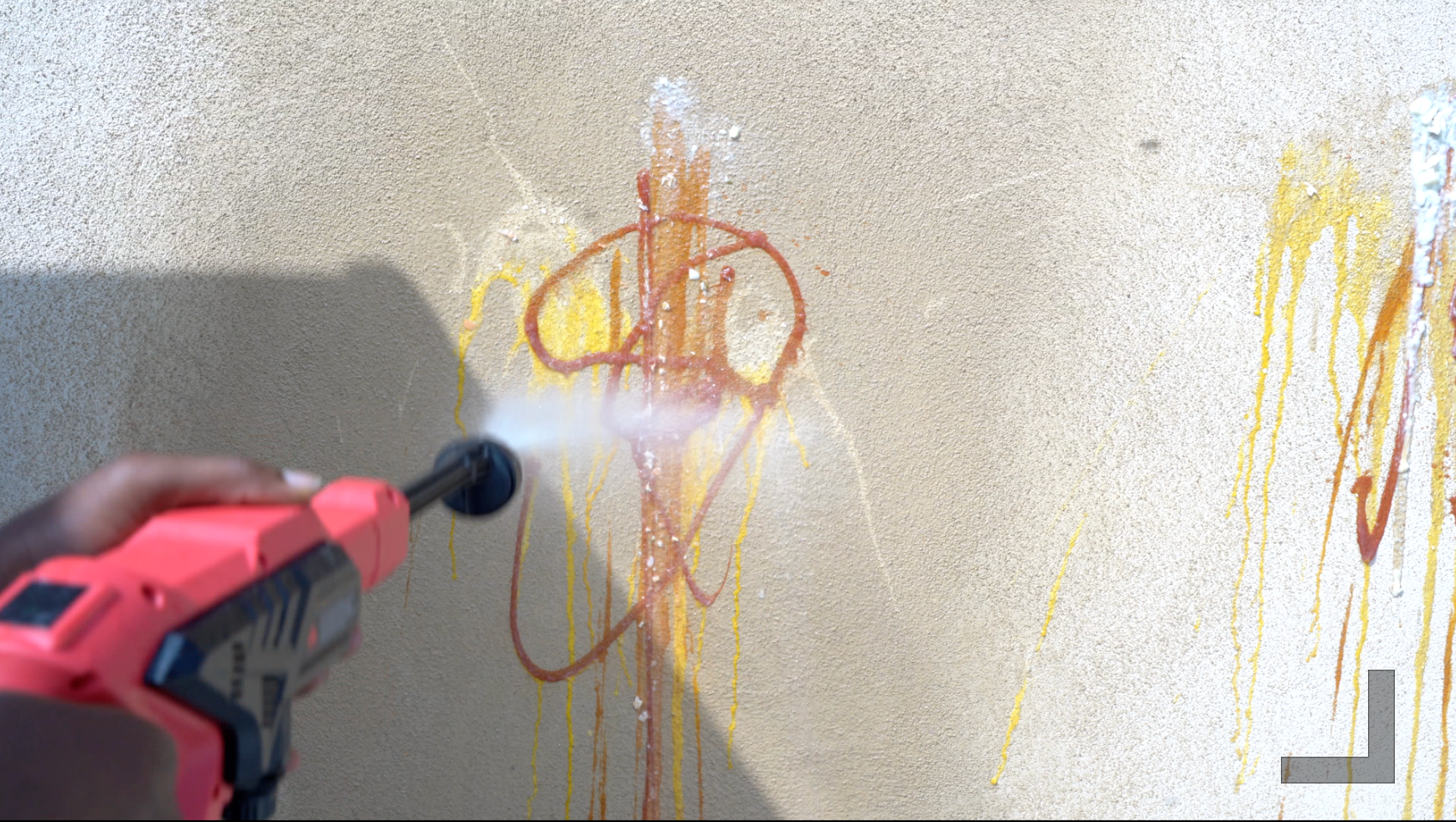 SXBSXB Portable Pressure Washer on wall with stubborn grime