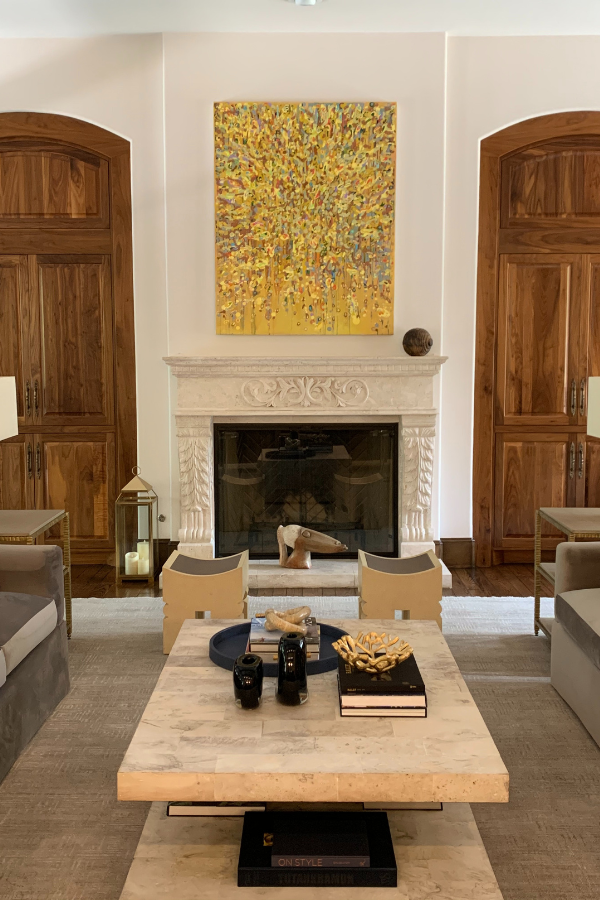 mantel in a sitting room