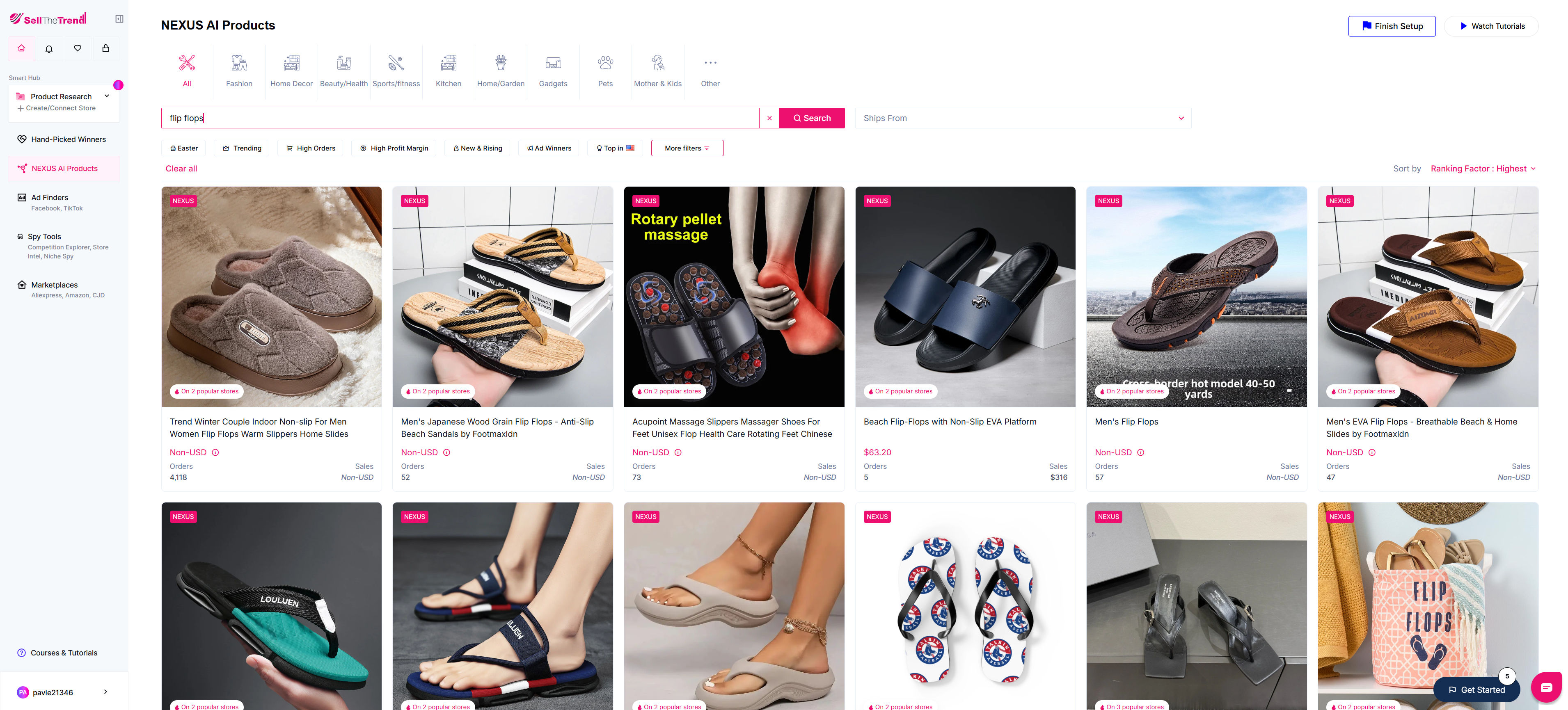 using sell the trend nexus ai for flip flops