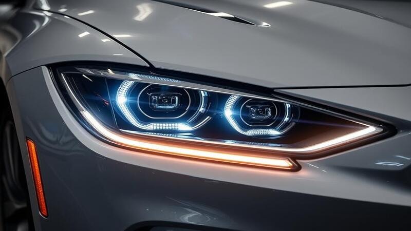 Stylish look of a LED headlights on luxury or sports cars