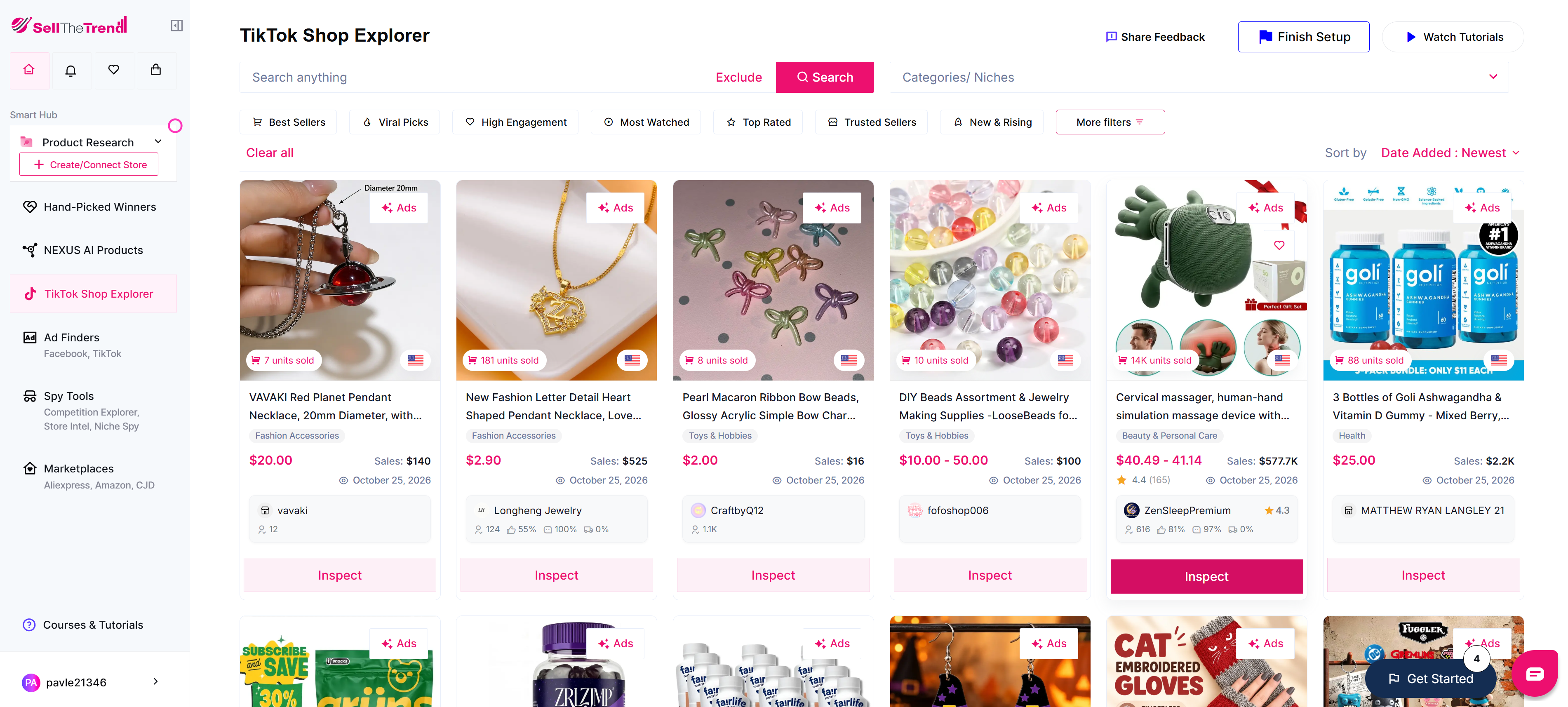 Screenshot of Sell The Trend TikTook Creative Center.