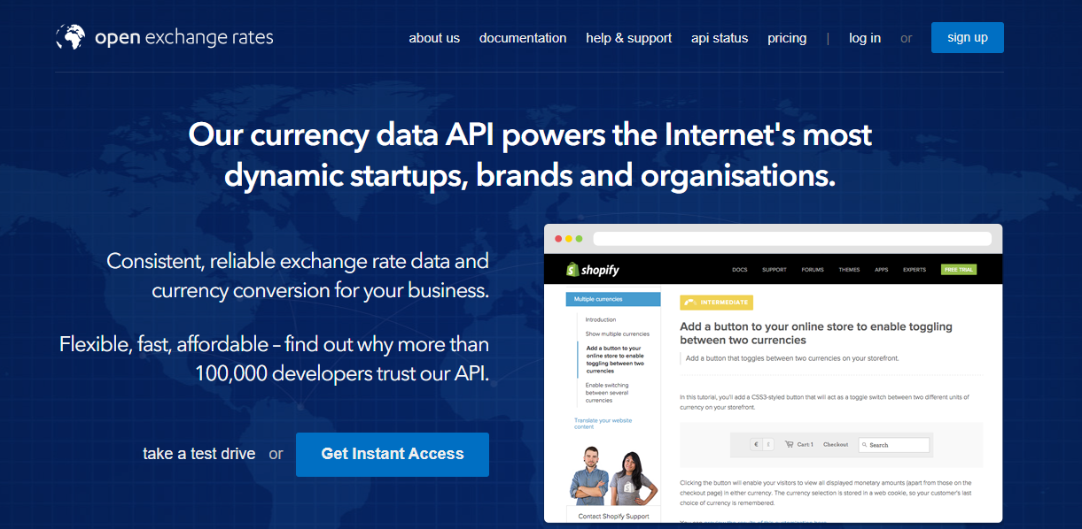 Open Exchange Rates currency exchange api or free currency conversion api