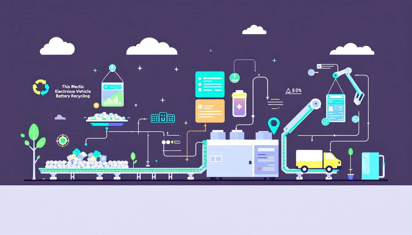 An illustration showing the process of EV battery recycling, highlighting its importance in India.