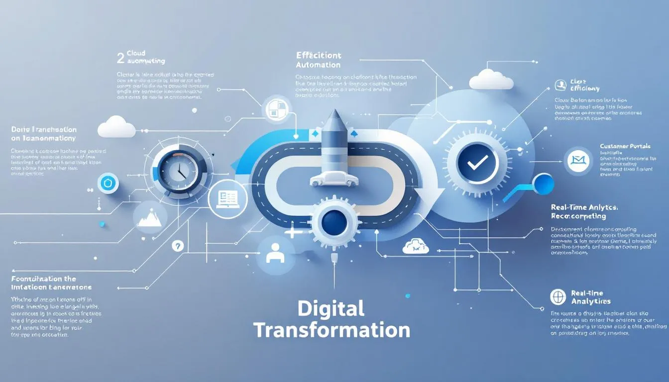 Une illustration sur la mise en place d'une stratégie de transformation digitale dans une entreprise de leasing.