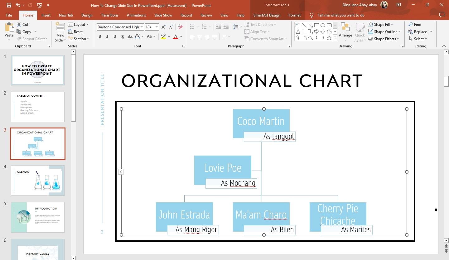 Select your org chart on your MS PowerPoint