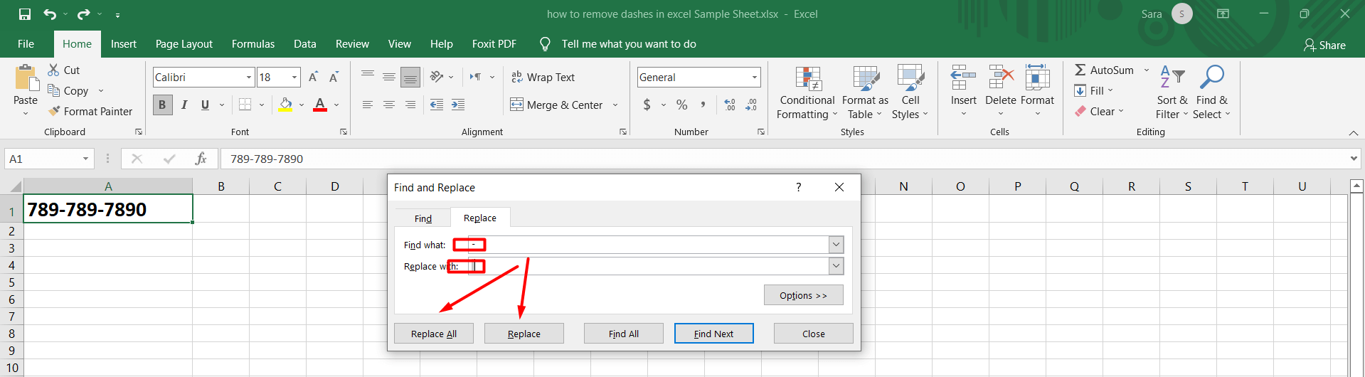 how-to-remove-dashes-in-excel