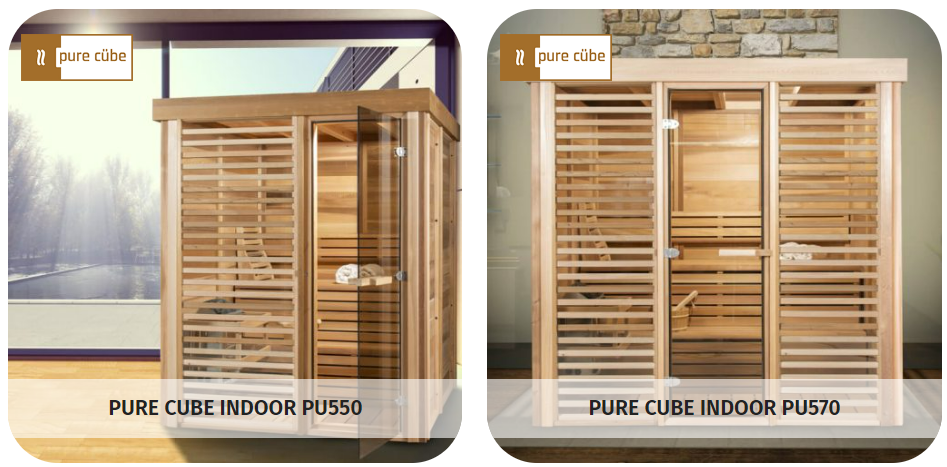 The Pure Cube collection featuring indoor saunas!