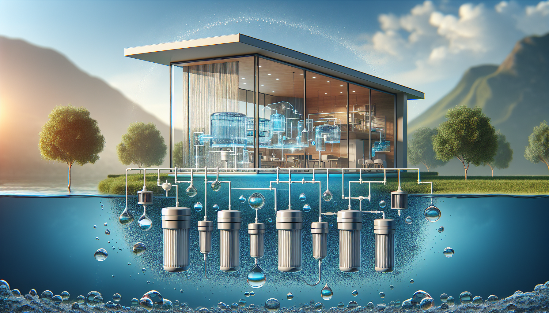 Illustration of a whole house water filtration system