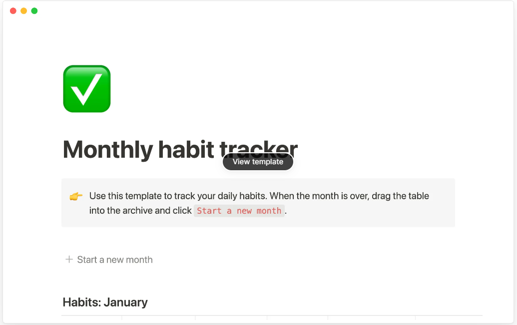 habit tracker template