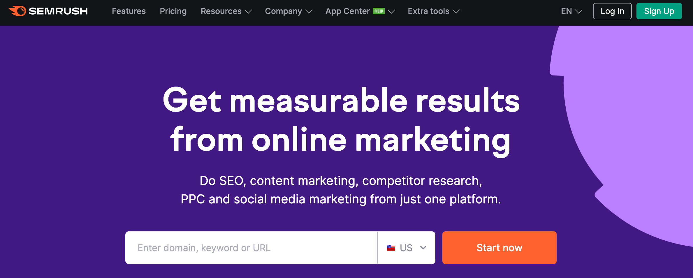 Semrush homepage