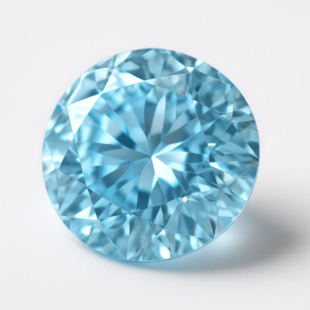 Žydras deimantas iš arti.