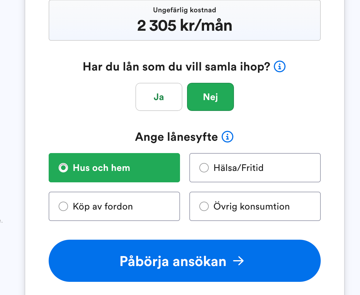 Lendo ansökan privatlån