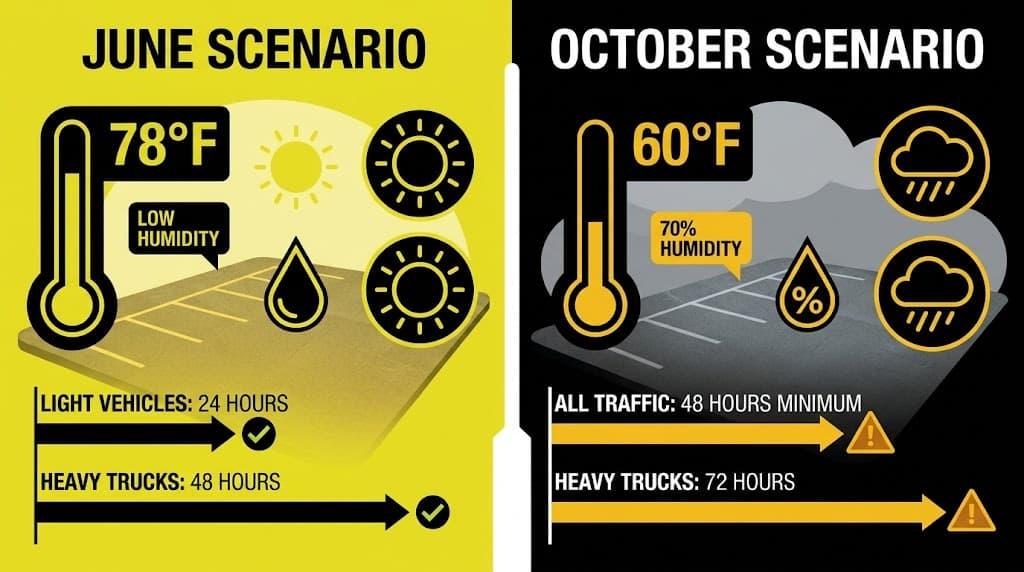 How Long Does Sealcoating Take to Dry? Essential Insights for a Perfect Asphalt Finish 4 How Michigan Weather Changes the Timeline