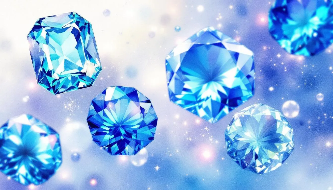 A beautiful display of December birthstone jewelry including blue topaz, tanzanite, and turquoise.