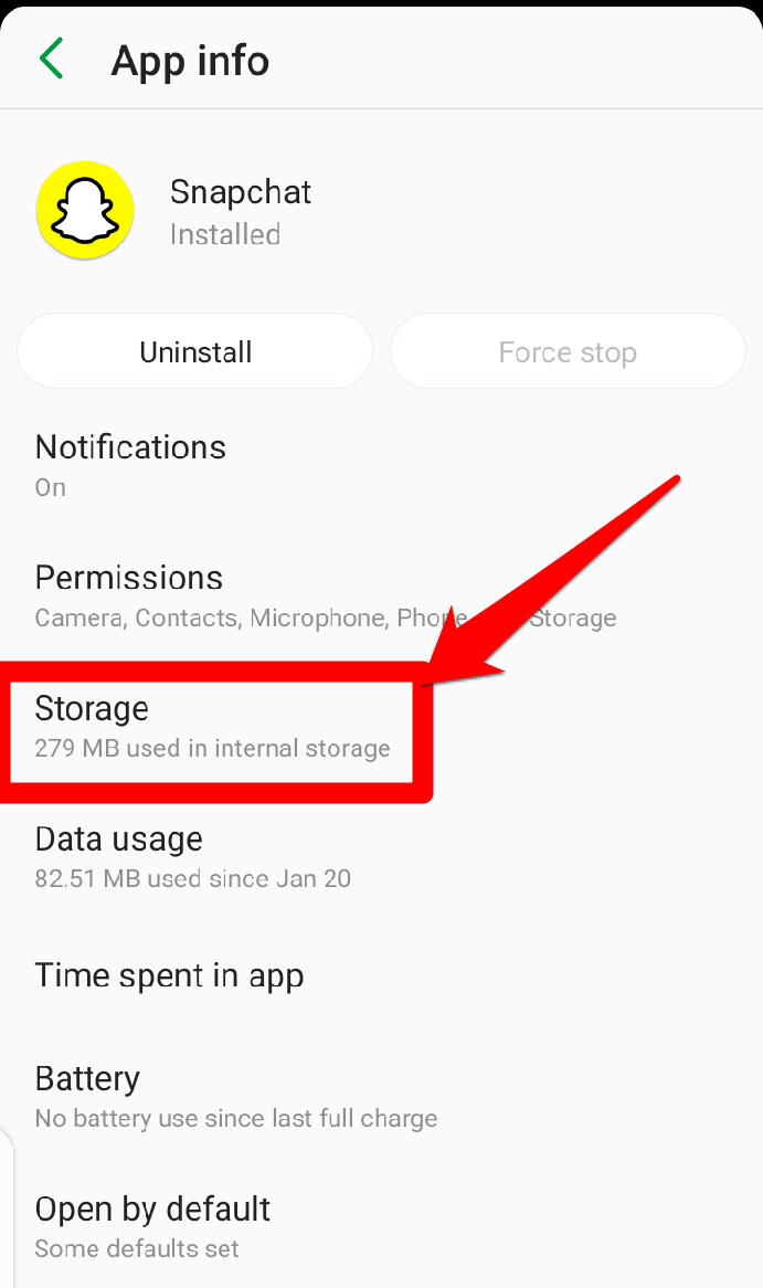 Image showing the storage tab