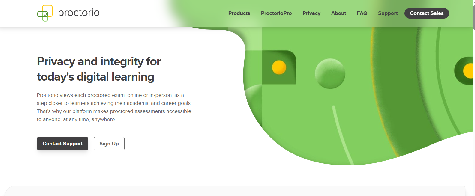 Proctorio online proctoring platform highlighting privacy-focused exam monitoring, academic integrity protection, and secure remote assessment capabilities as a Respondus alternative.