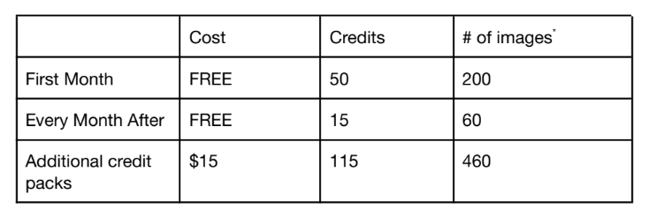 a graph show the firs month and the credit prices un US dollars for DALL-E 2 and OpenAI