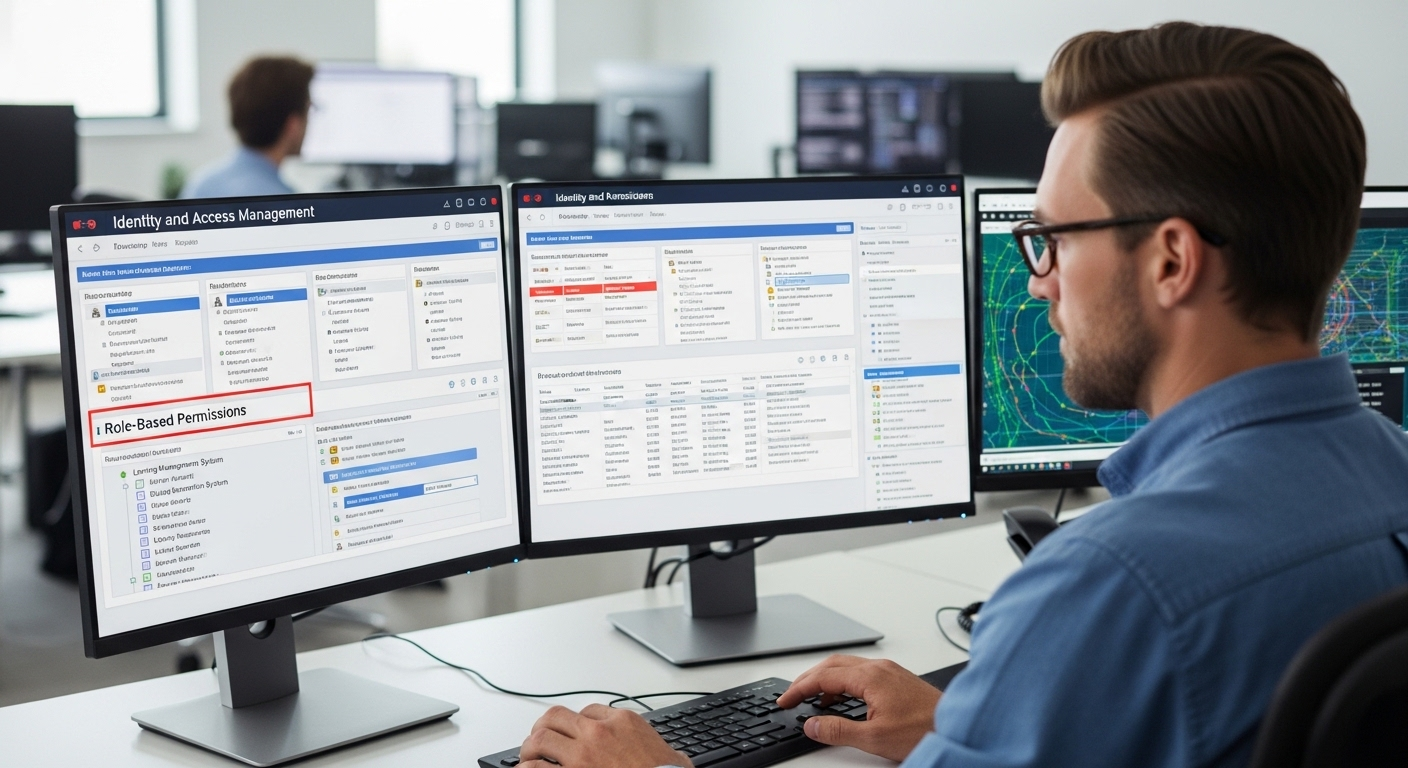 "IT administrator managing identity and access controls with role-based permissions across academic systems.