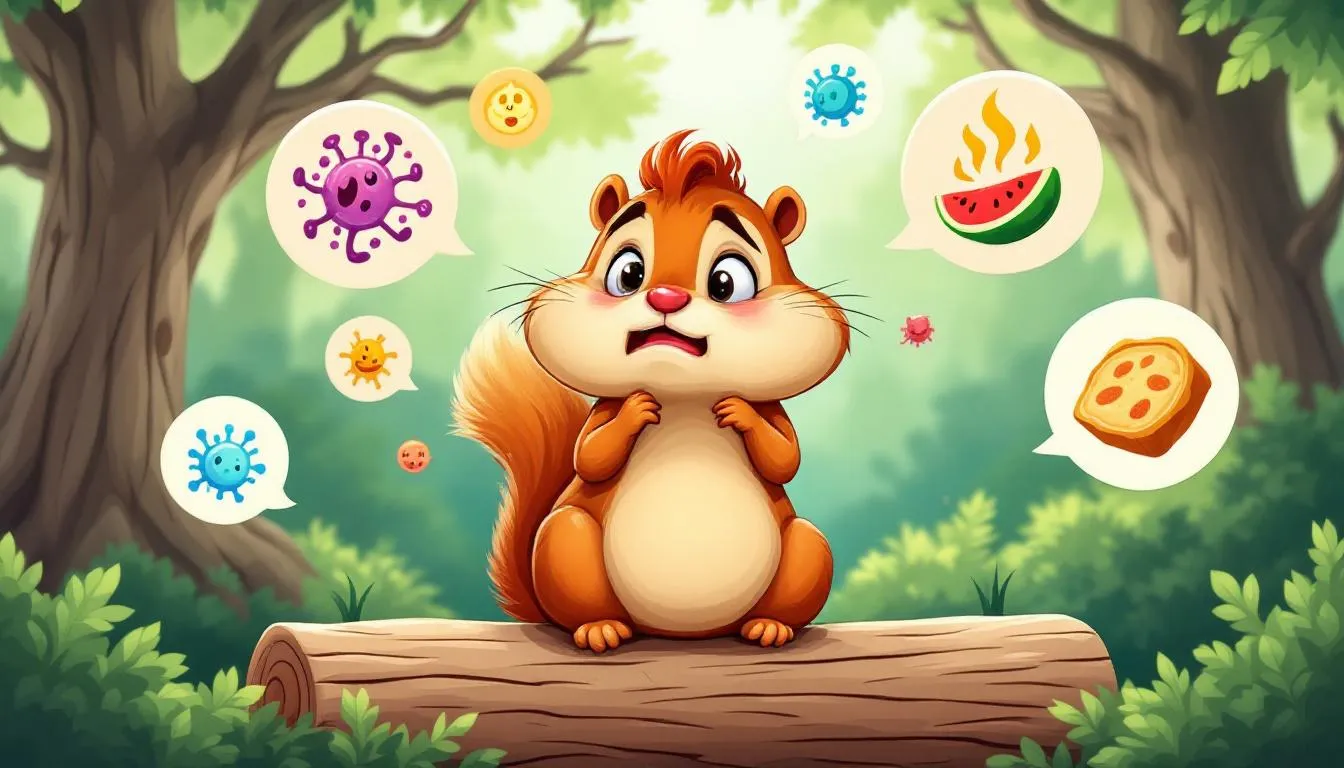 An illustration depicting health risks associated with chipmunk feces.