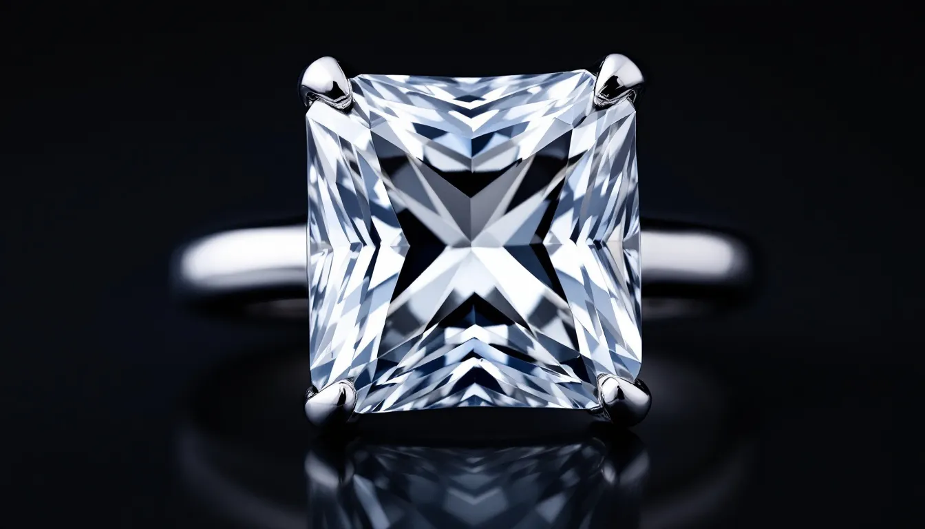The image showcases a beautifully designed square zirconia ring, featuring a sparkling cubic zirconia at its center, surrounded by a delicate halo. The elegant band complements the overall style, making it a perfect addition to any jewellery collection.