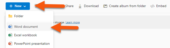 Åbn Microsoft Word online 