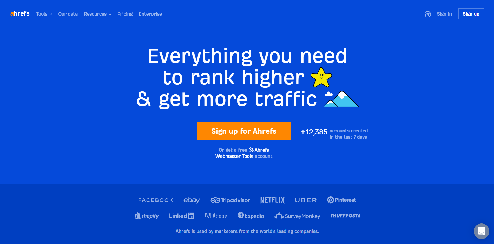 ahrefs homepage