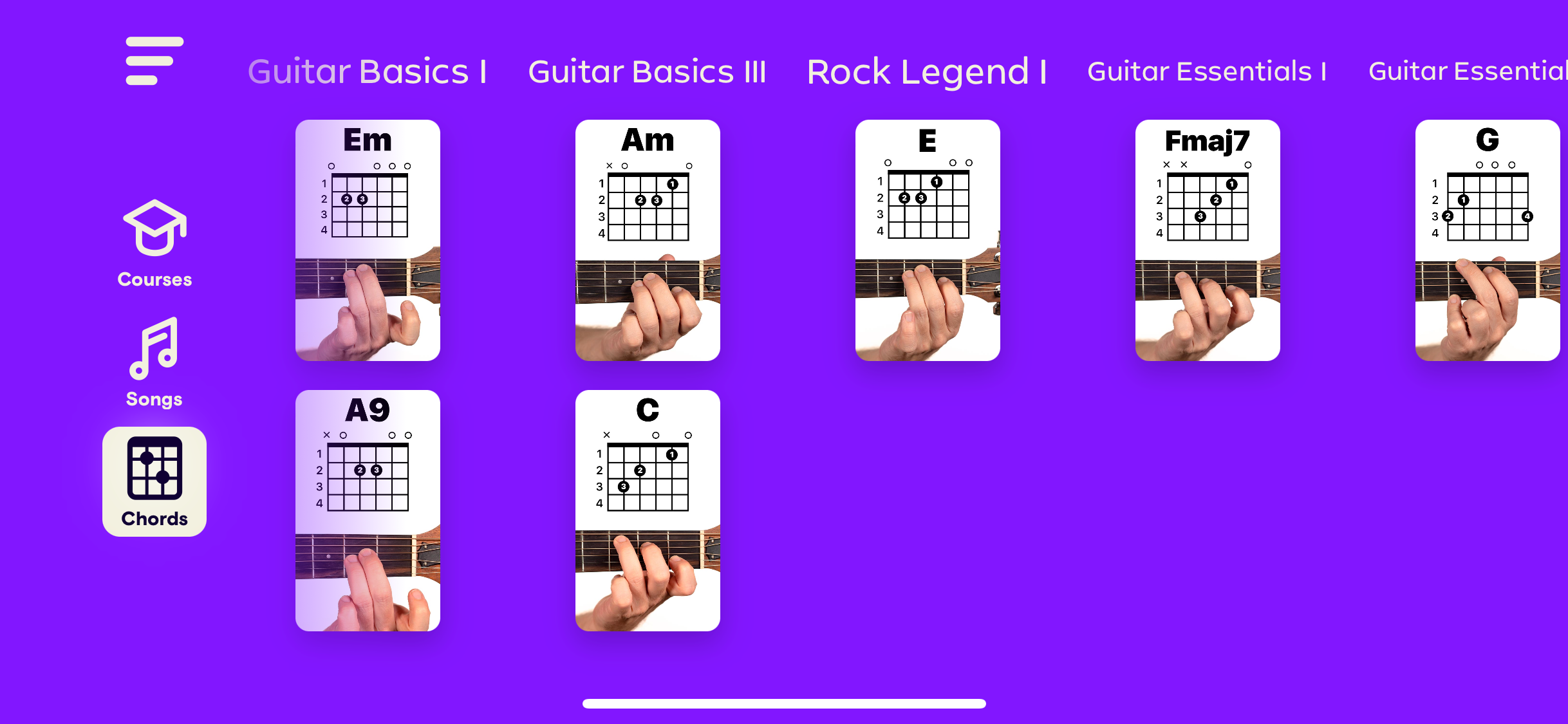 A screenshot from the Simply Guitar app.