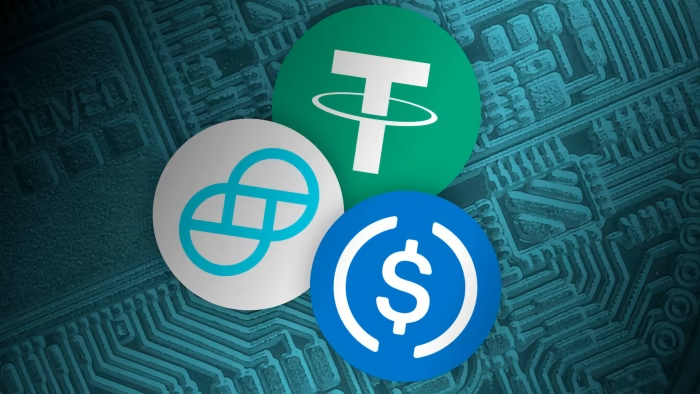 An illustration of stablecoins including Tether and USDC. 