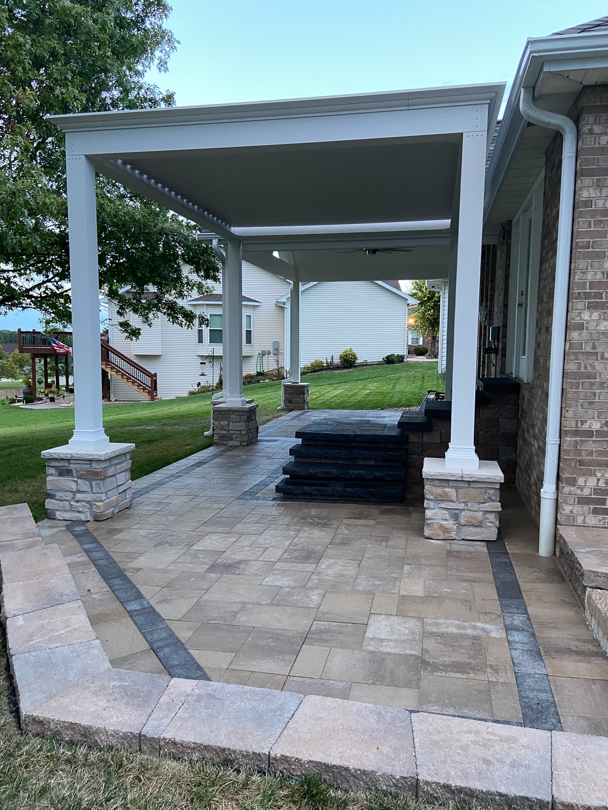 White Luxury Pergola with Crown Molding