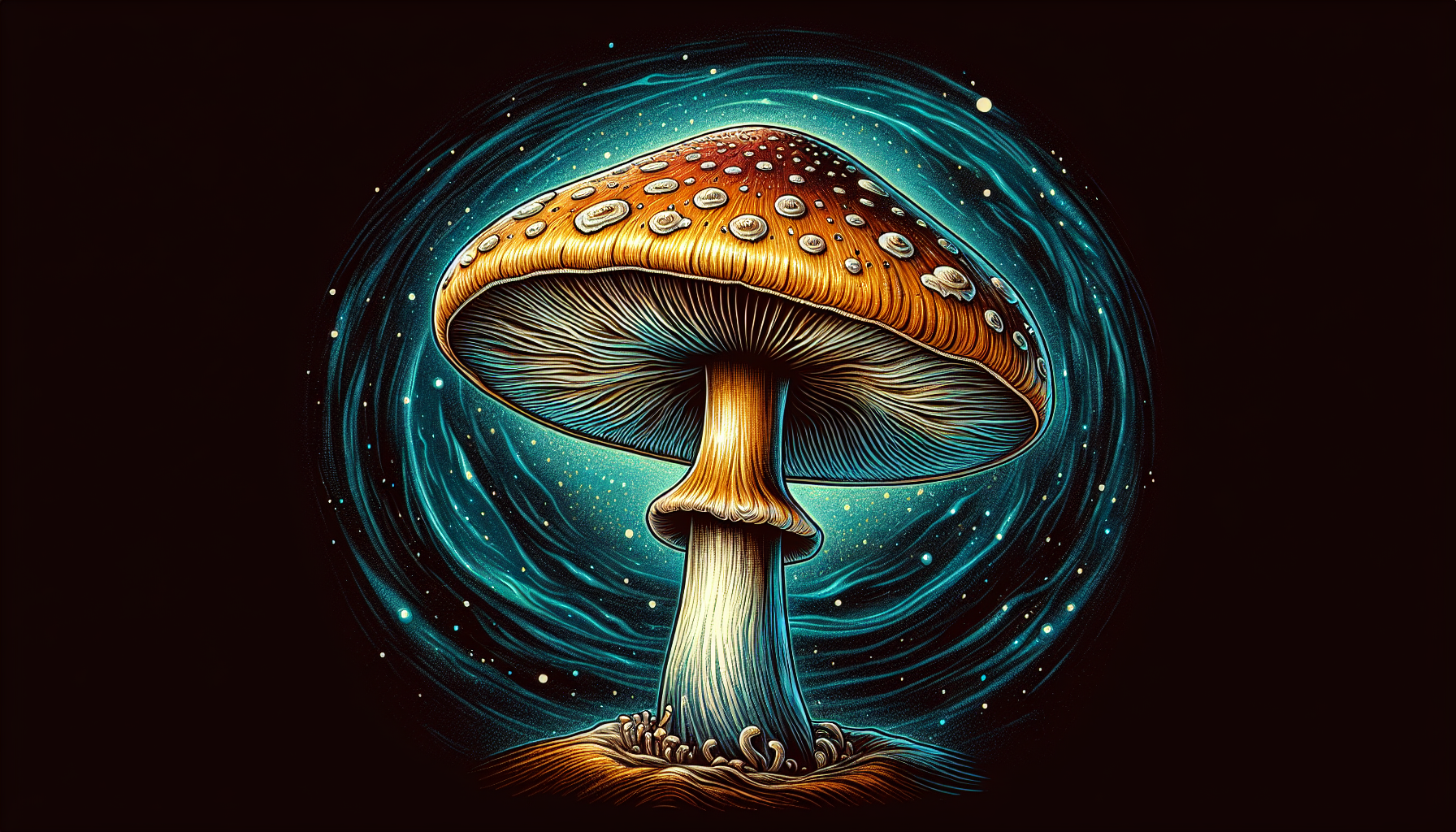 Psilocybe Azurescens mushroom illustration