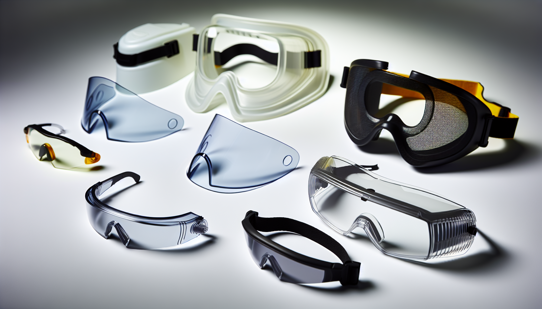 Safety glasses, goggles, and face shields for eye protection